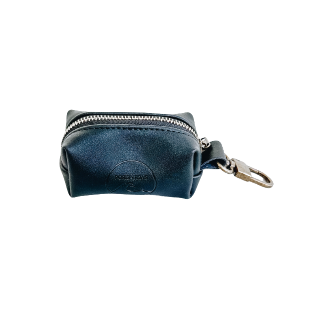 POOP BAG HOLDER - VEGAN LEATHER BLACK