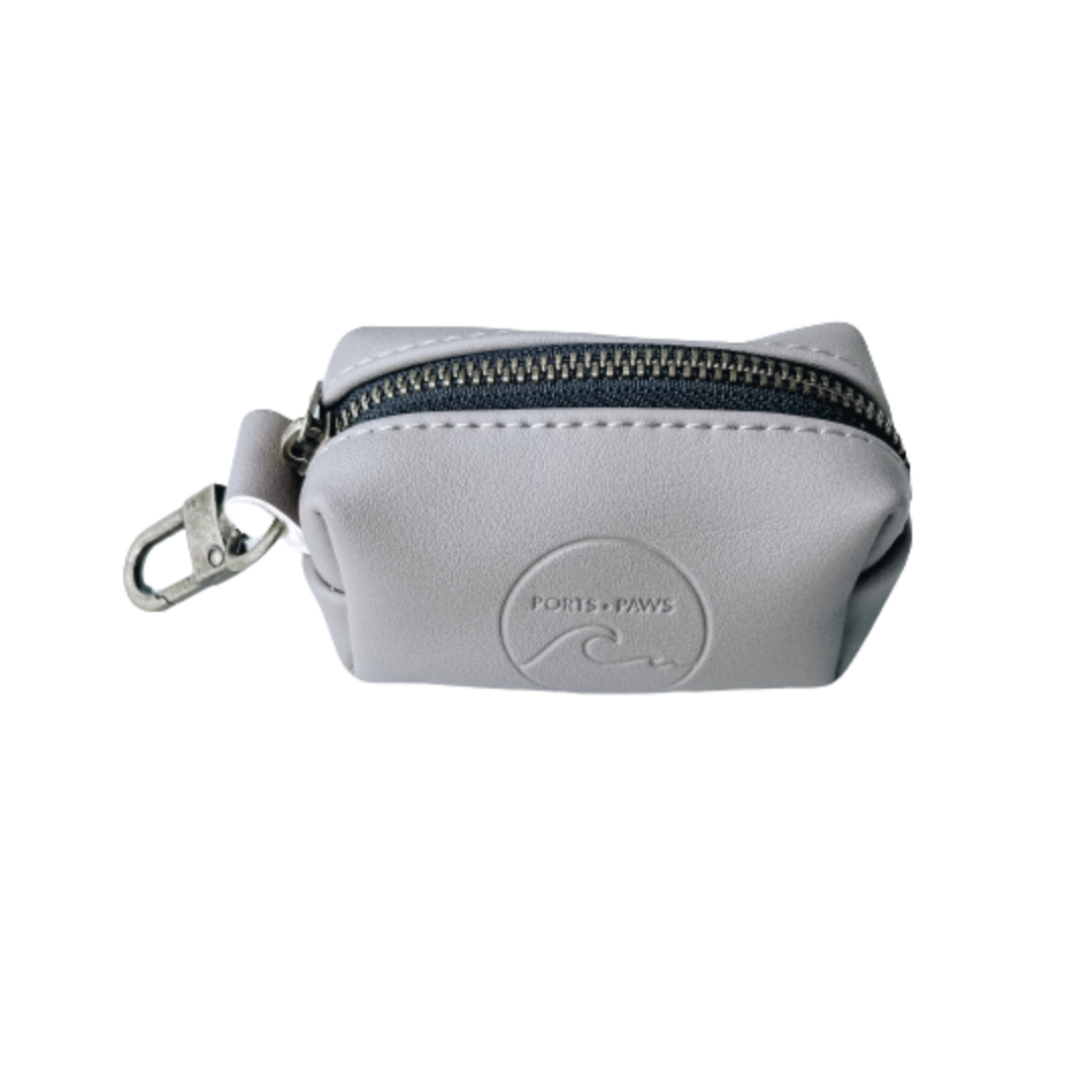 POOP BAG HOLDER - VEGAN LEATHER GRAY