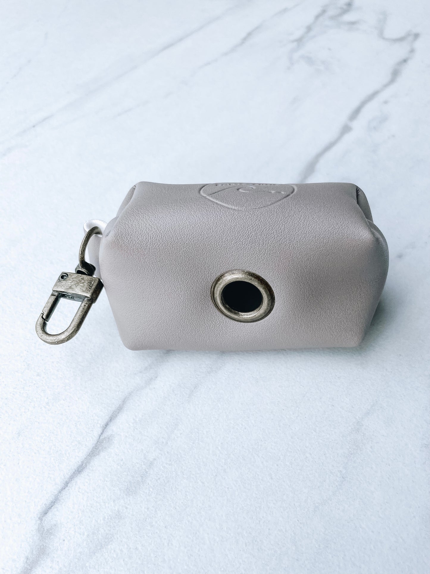 POOP BAG HOLDER - VEGAN LEATHER GRAY