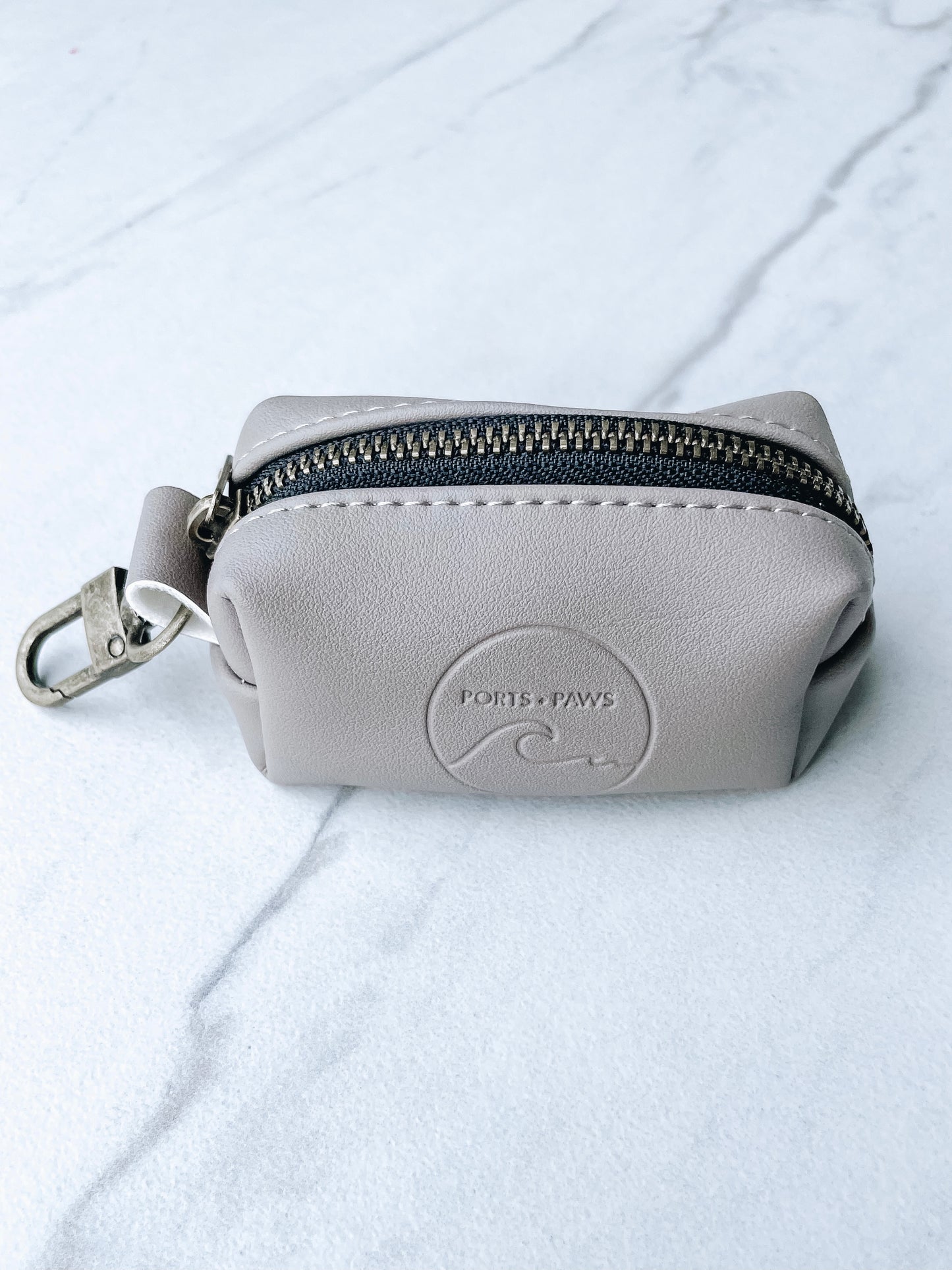 POOP BAG HOLDER - VEGAN LEATHER GRAY